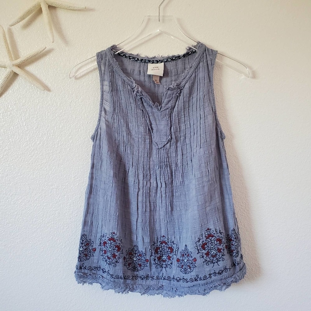 Knox Rose Embroidered Tank Top Size XS Blue